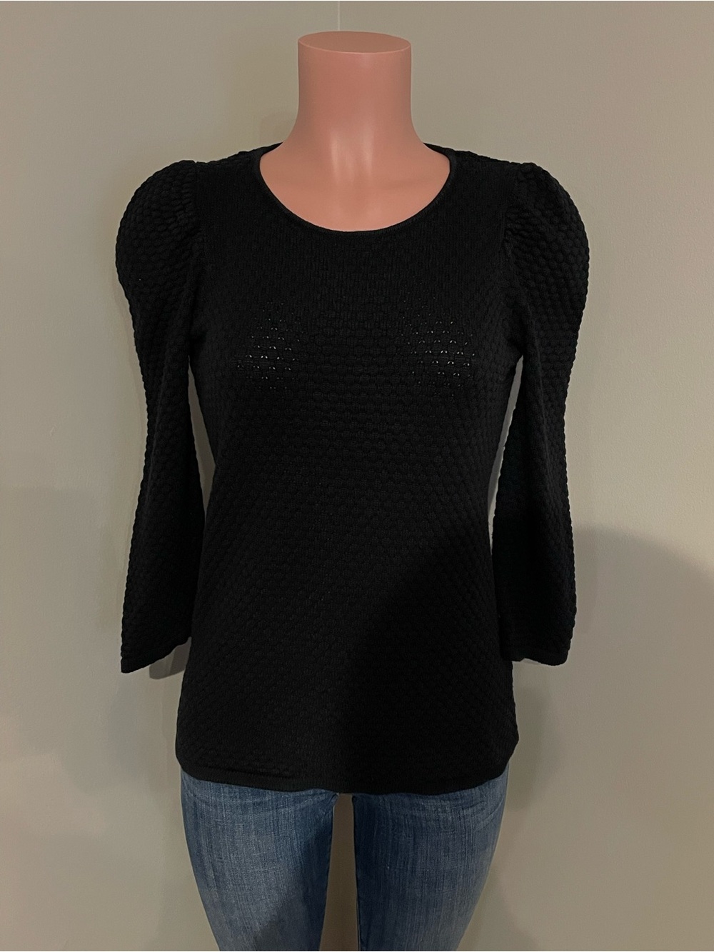 COS Black Textured Knit Scoop Neck Sweater